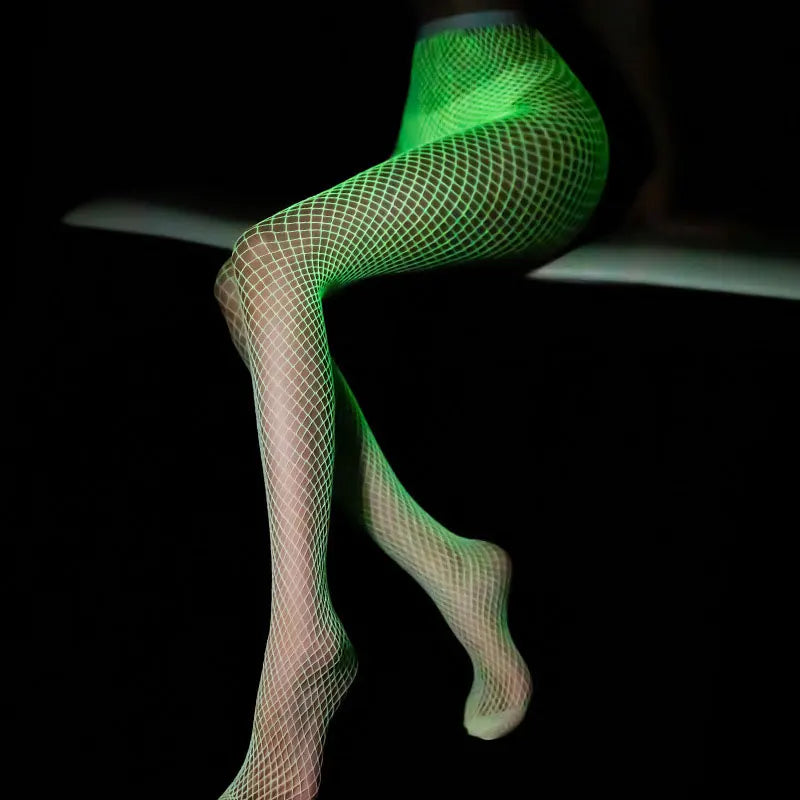 Gothic Harajuku Punk Long Stockings Women Mesh High Tights Lolita Luminous Socks Sexy Pantyhose