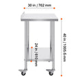 SucceBuy Stainless Steel Work Table With Casters Commercial Food Prep