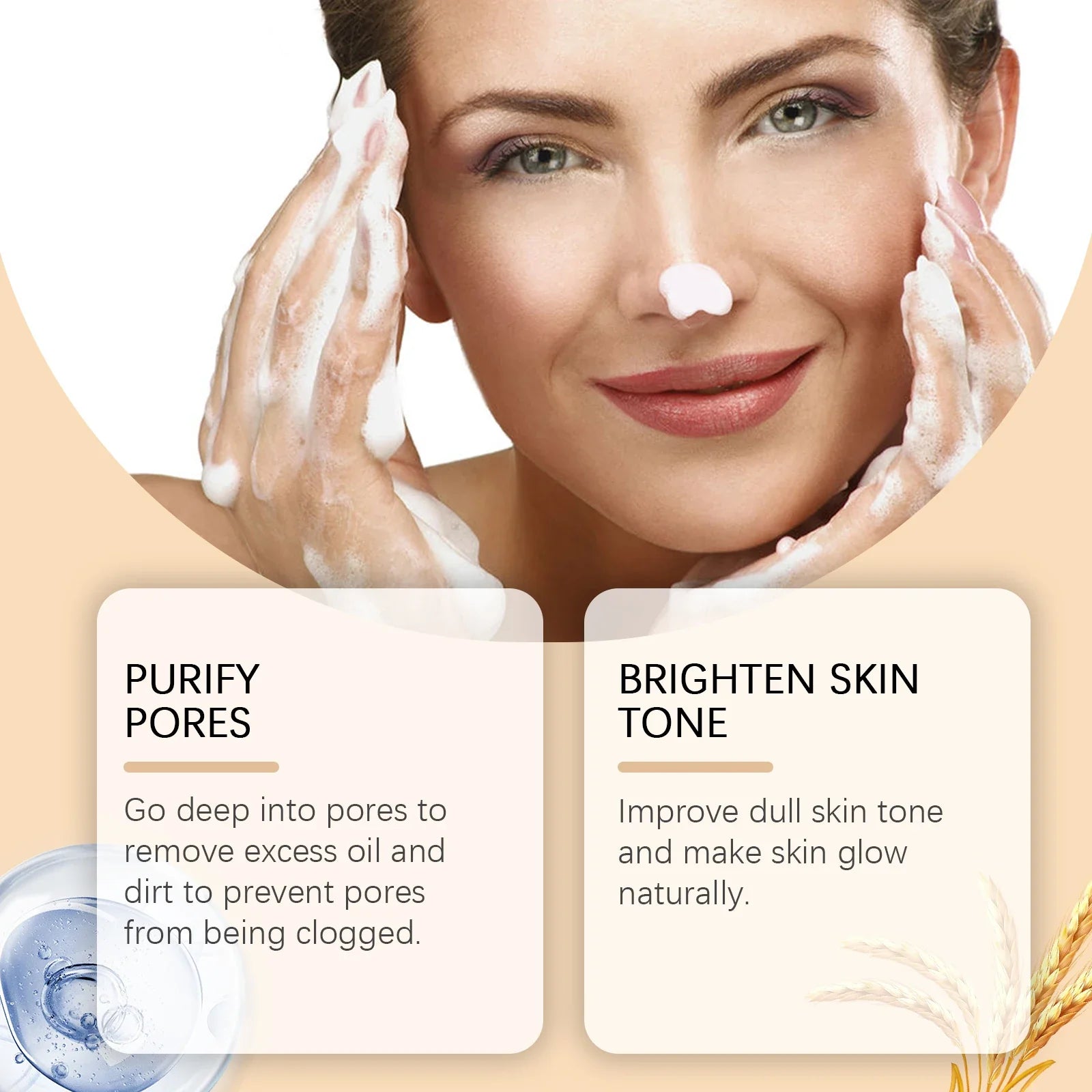 Rice Milk Cleansing Foam 120g Gentle Facial Wash Deep Cleanse Rice Extract Hydrating Non Drying Rich Lather for Soft Bright Skin