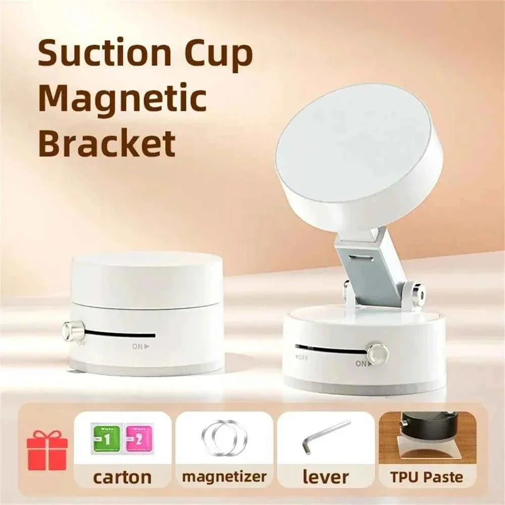 Portable Vacuum Magnetic Mobile Phone Bracket Adjustable Double-Sided Suction Cup Holder Lazy Stand For All Smartphone