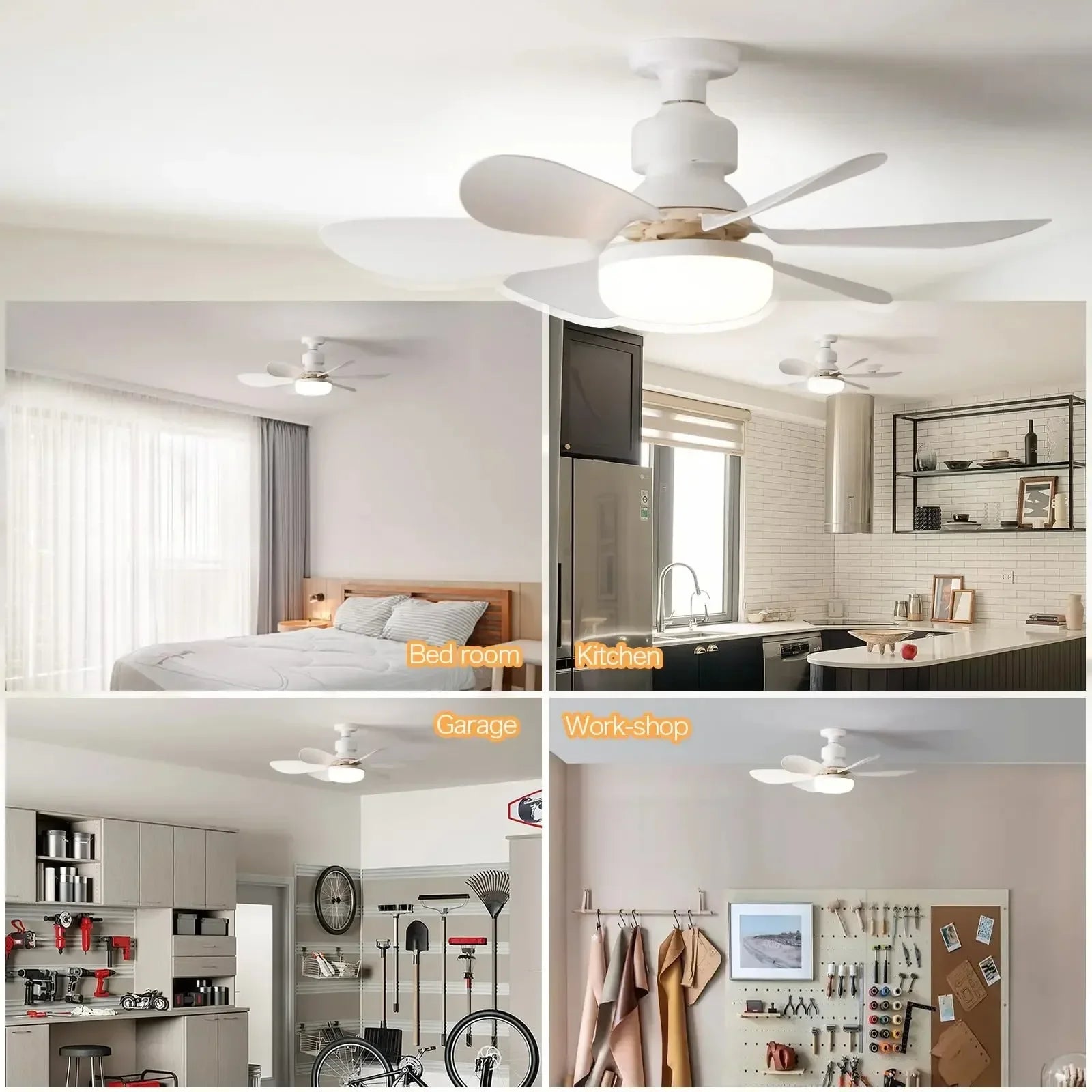 Ceiling Fan with Light with Remote Control E27 LED Ceiling Fan Lamps for Room Living Room Bedroom Kitchen Home Use