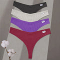 4Pcs/set Cotton Thongs Women Low-Rise Bikini Underwear M-XL Comfortable G-string Female Fruit Embroidery T-Back Panties Lingerie
