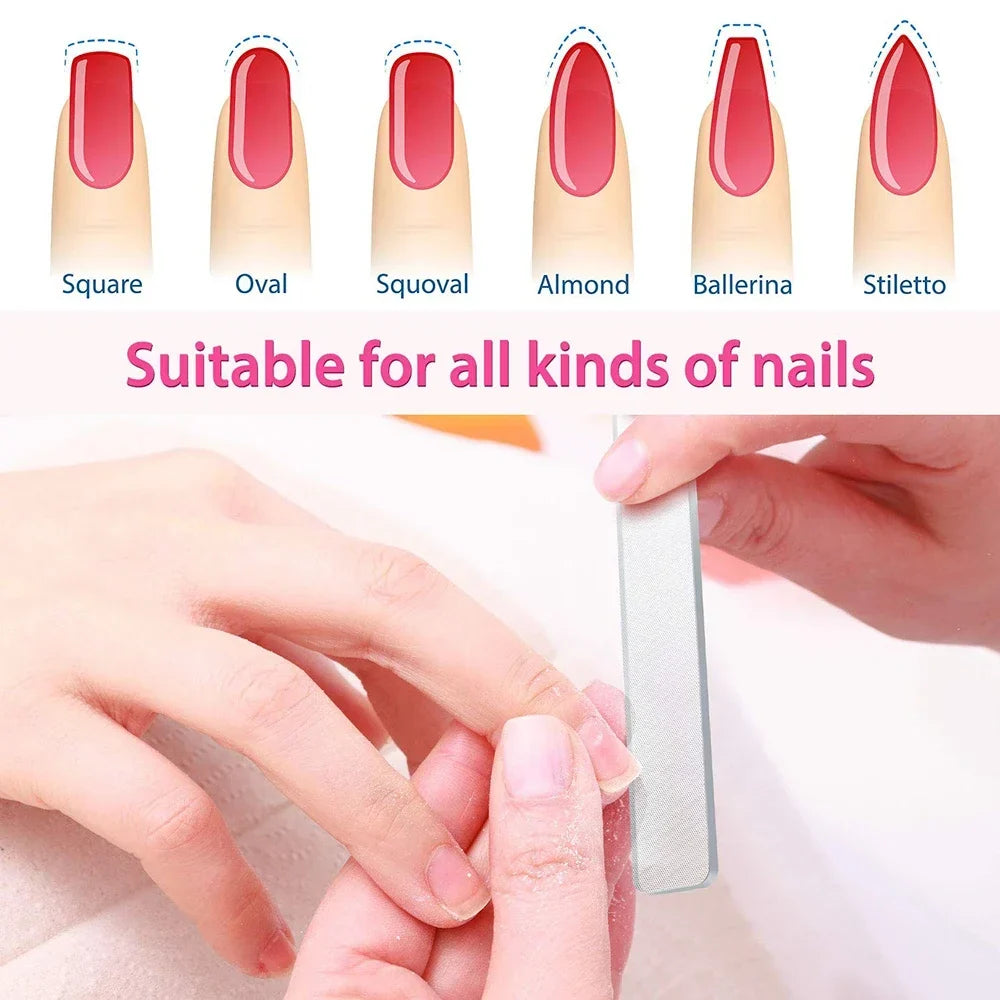 8PCS Portable Nano Glass Nail File, Crystal Glass Nail Polish Nail Care Tool Kit