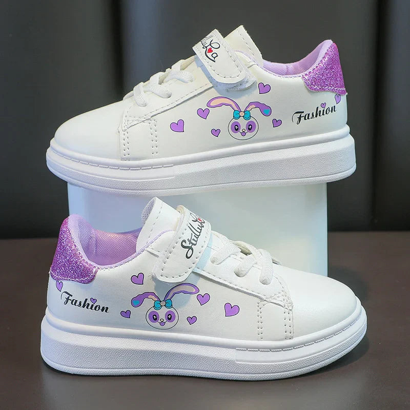 Girls' White Shoes Spring Children Anti-skid Leather Shoes Solid Soles Children's Shallow Mouth Sport Shoes Size 26-37