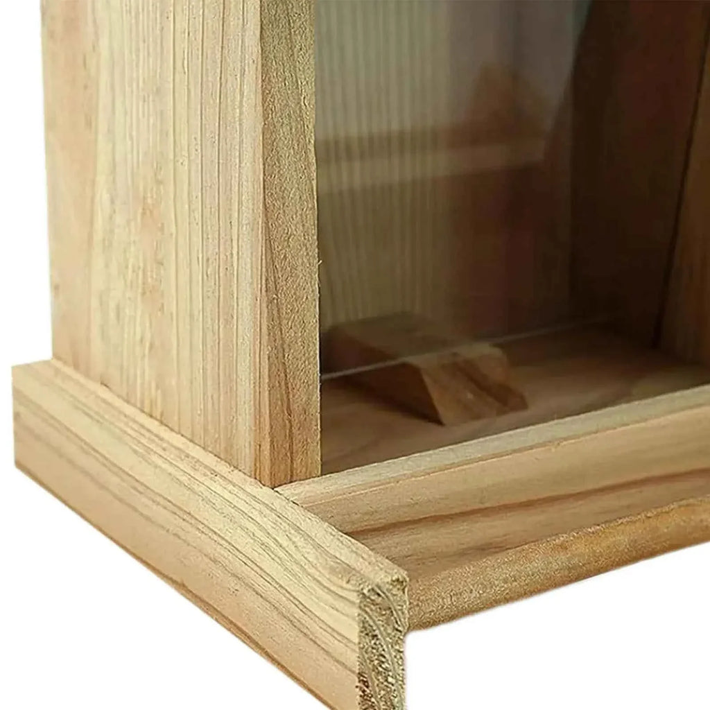 Wood Bird House Feeder with Perch, Outdoors Hanging Bird Feeding Station for Medium Small Birds Parrots