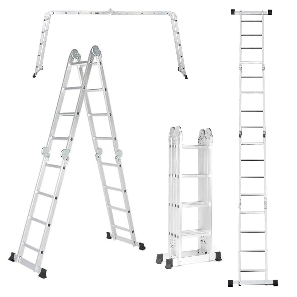 Multi-Position Aluminum Folding Ladder, 18.5 inch, Adjustable Height, Heavy Duty