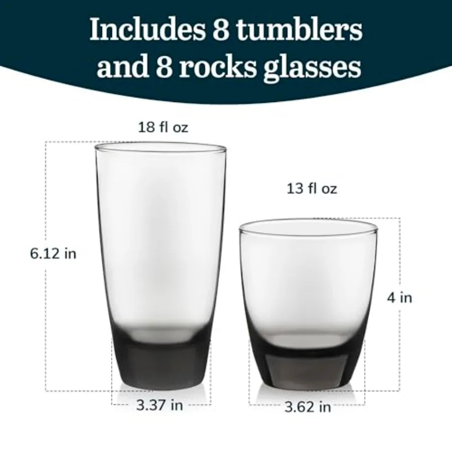 Classic Rocks Glasses and Tumblers Set Dishwasher Safe Drinkware