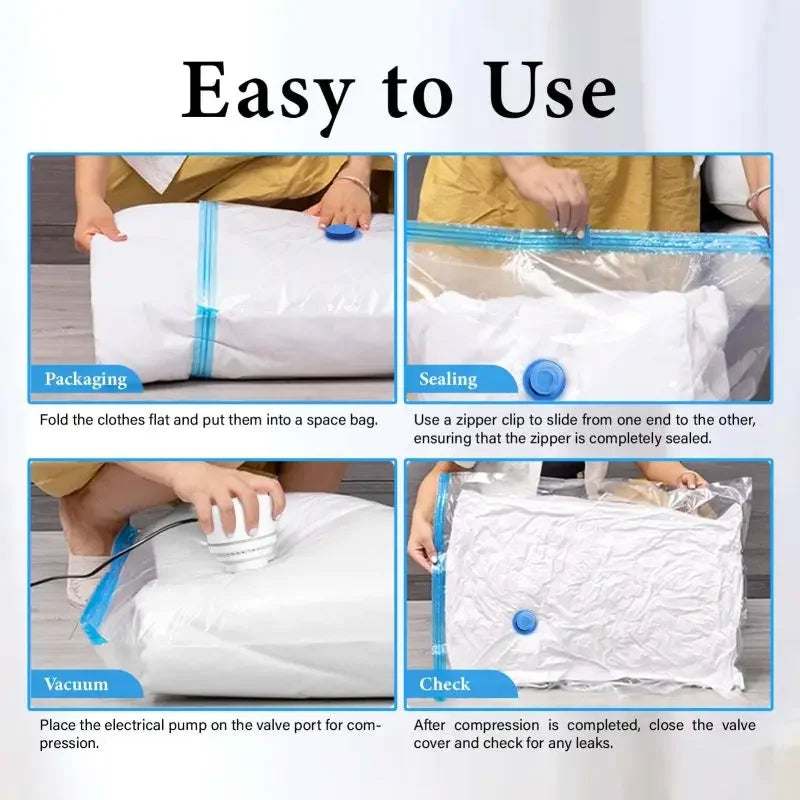 Vacuum Storage Bags For Clothes,Bedding,Space Saving Bags Storage Vacuum Seal Packet,Folding Compressed Organizer Bag