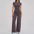 Yoga Set 2 Pieces Women Fitness Sportswear Gym Loose wide-leg pants Long-sleeved T-shirt Sports Crop Tops Tracksuit Workout Wear
