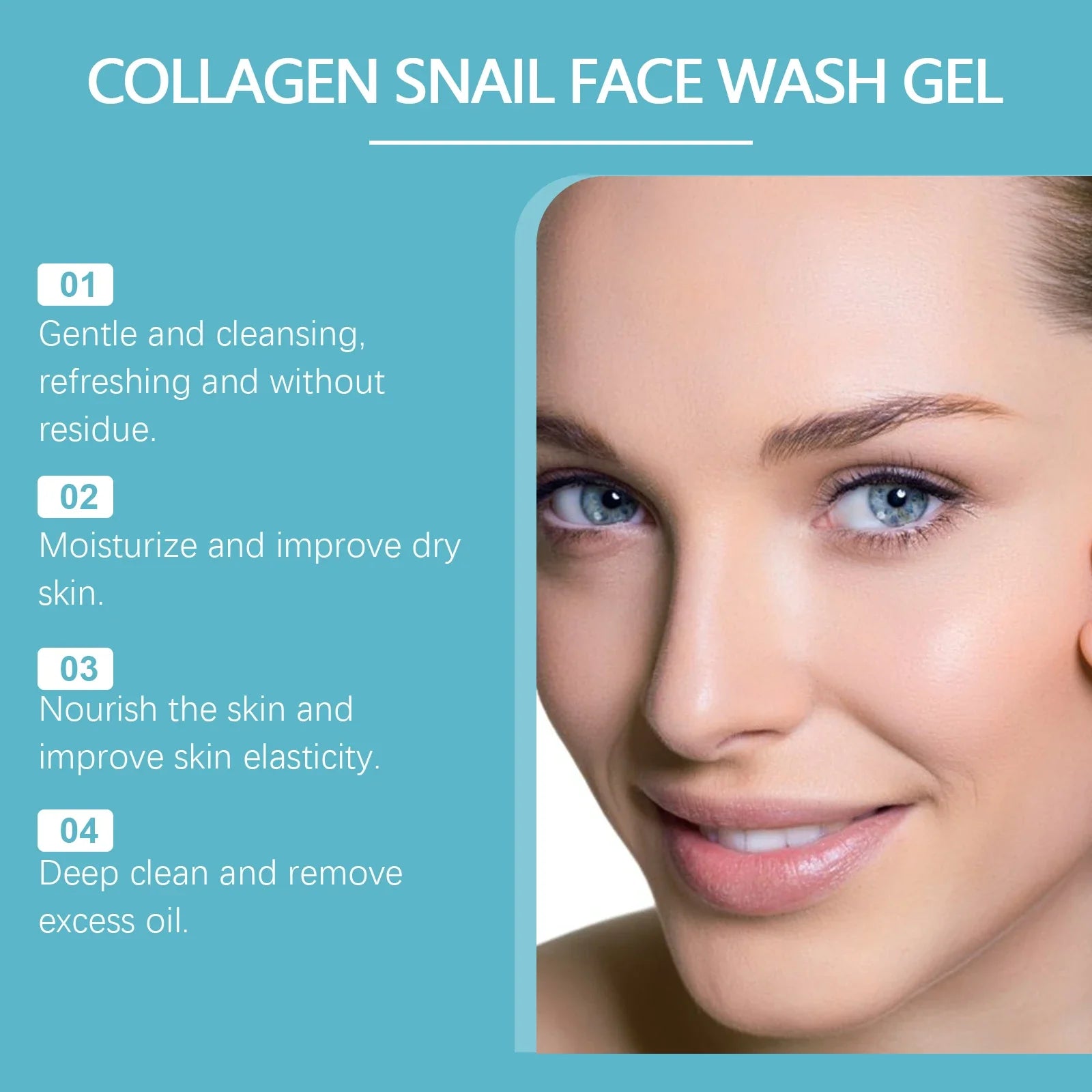 Collagen Snail Cleansing Gel Gentle Exfoliating Cleanser Shrink Pores Repair Moisturizing Cleanser Facial Skin Care Cleanser