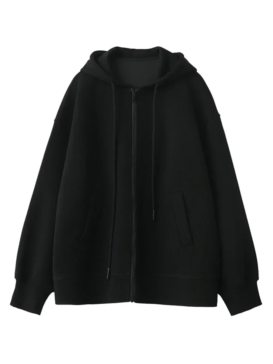CHIC VEN Women Sweatshirts Hoodies Solid Loose Casual Hooded Female Tops Lady Coat Medium Length Overcoat Spring Autumn 2025