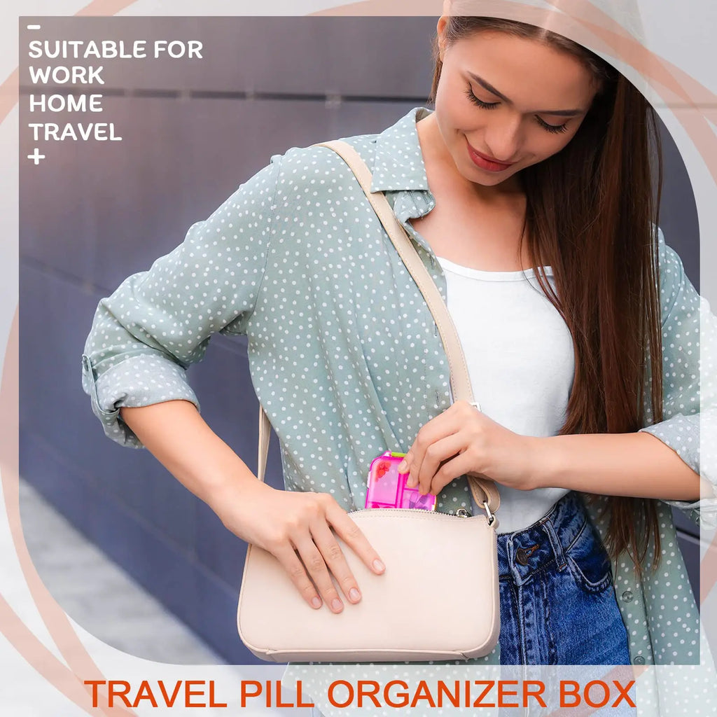10 Compartments Travel Pill Organizer Pocket Portable Pill Storage Box Case Daily Pill Container or Purse Fish Oil Medicine
