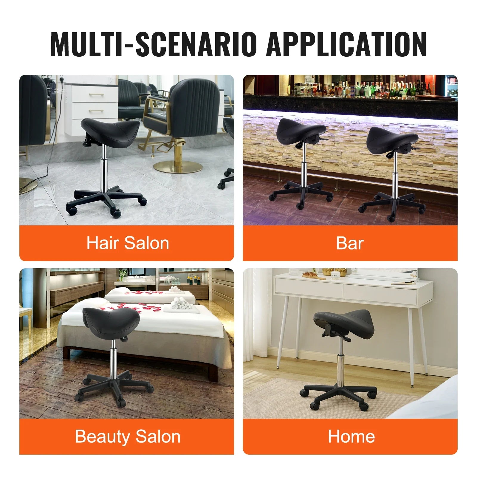 SucceBuy Ergonomic Saddle Stool With 360 Degree Rotation Casters