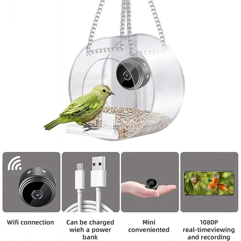 A19F-Bird Feeder With Camera, With HD Night-Version As Shown For Outdoor Bird Watching & Capture Photos B