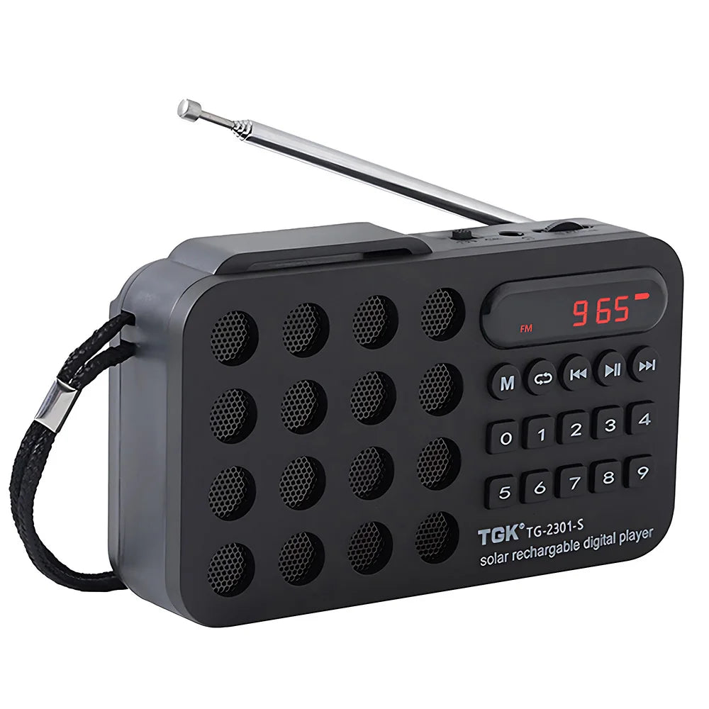 Rechargeable Portable FM Radio Mini Solar Bluetooth Wireless Speaker Support USB TF Card MP3 Music Player with FM Radio Receiver