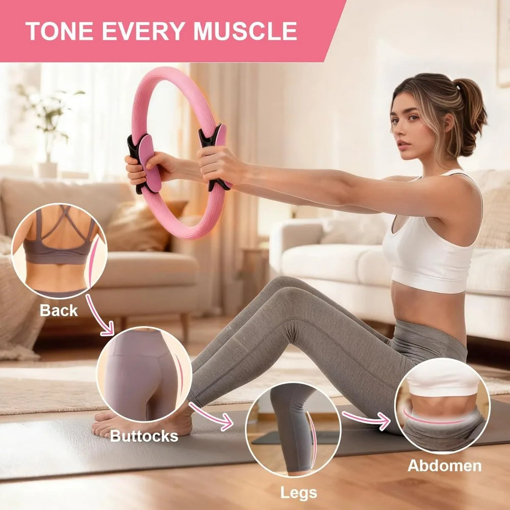 Pilates 14 Piece Kit For Women With Ring Ball Bands Guide