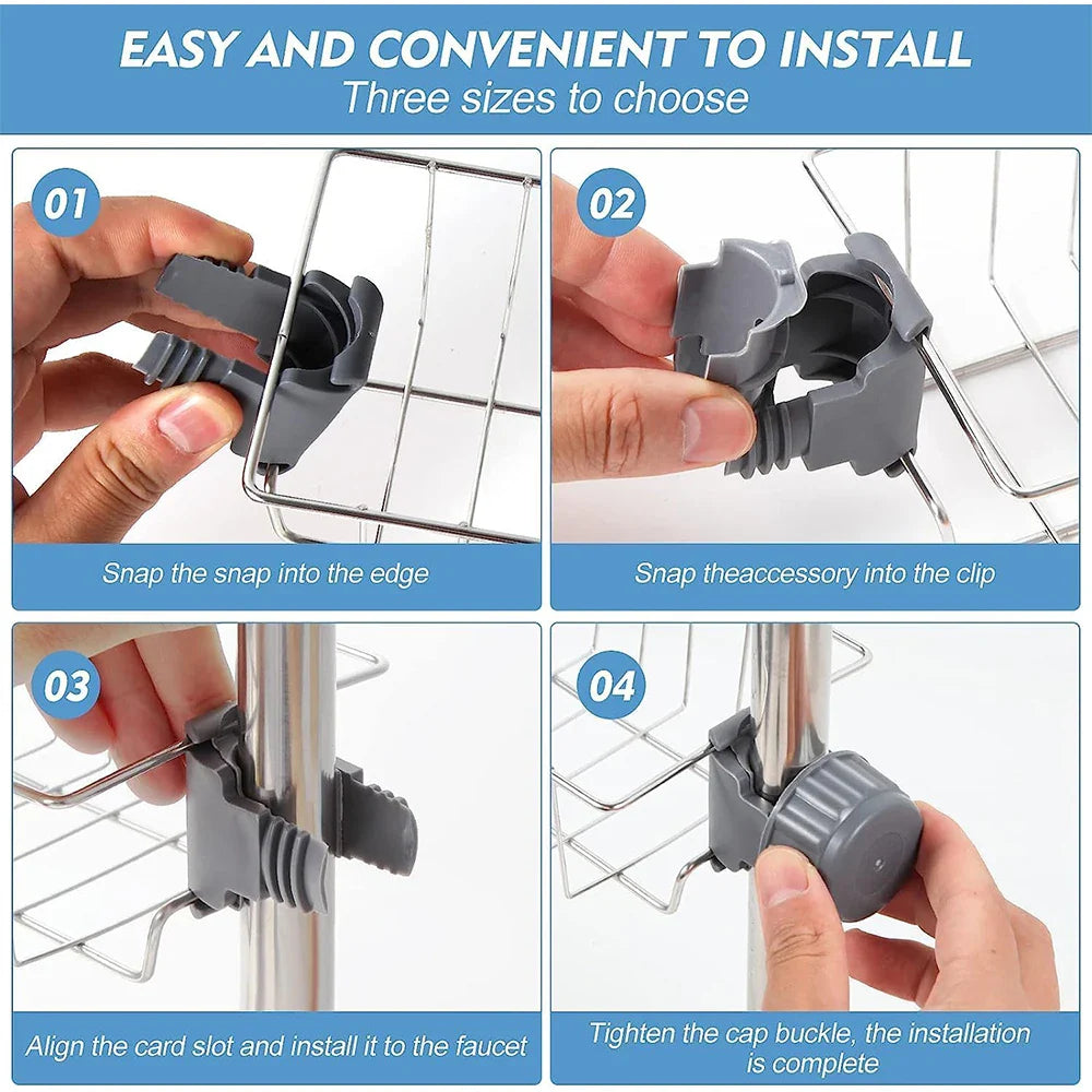 1PC Kitchen Sink Drain Holder Adjustable Height Flexible and Rotatable Hanging Faucet Rack  Suitable for Soap Sponges Brushes