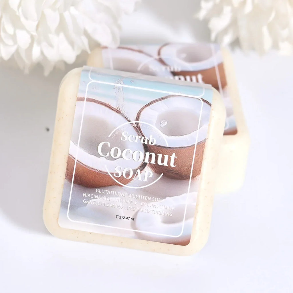 Glutathione Coconut Scrub Handmade Soap Deep Cleansing And Moisturizing Cleansing Bath Plant Essential Oil Soap Portable Soap