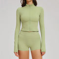 Yoga Suit Women Tracksuit Long-sleeved Jacket Shorts Suit Outfit Gym 2PCS Set Fitness Running Workout Clothes Push Up Sportswear