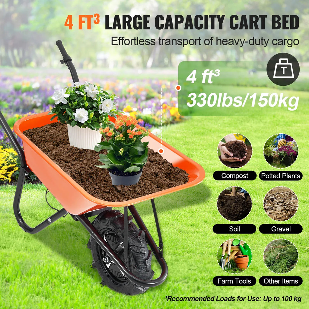 SucceBuy 500W Electric Wheelbarrow Cart For Garden Utility Dump Cart