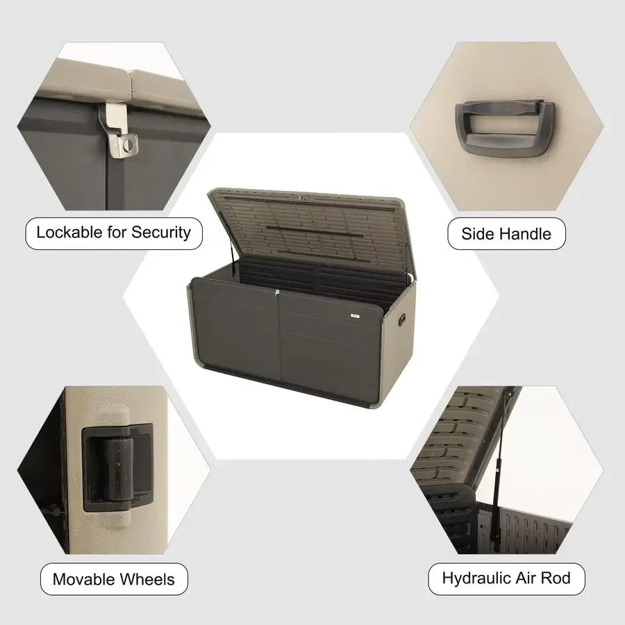 Resin Deck Box Outdoor Storage Waterproof Lockable Bin