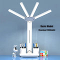 3 Color LED Table Lamp with Fan And Clock Four Headed Folding USB Charging Multifunction Desk Lamp for Reading Night Light