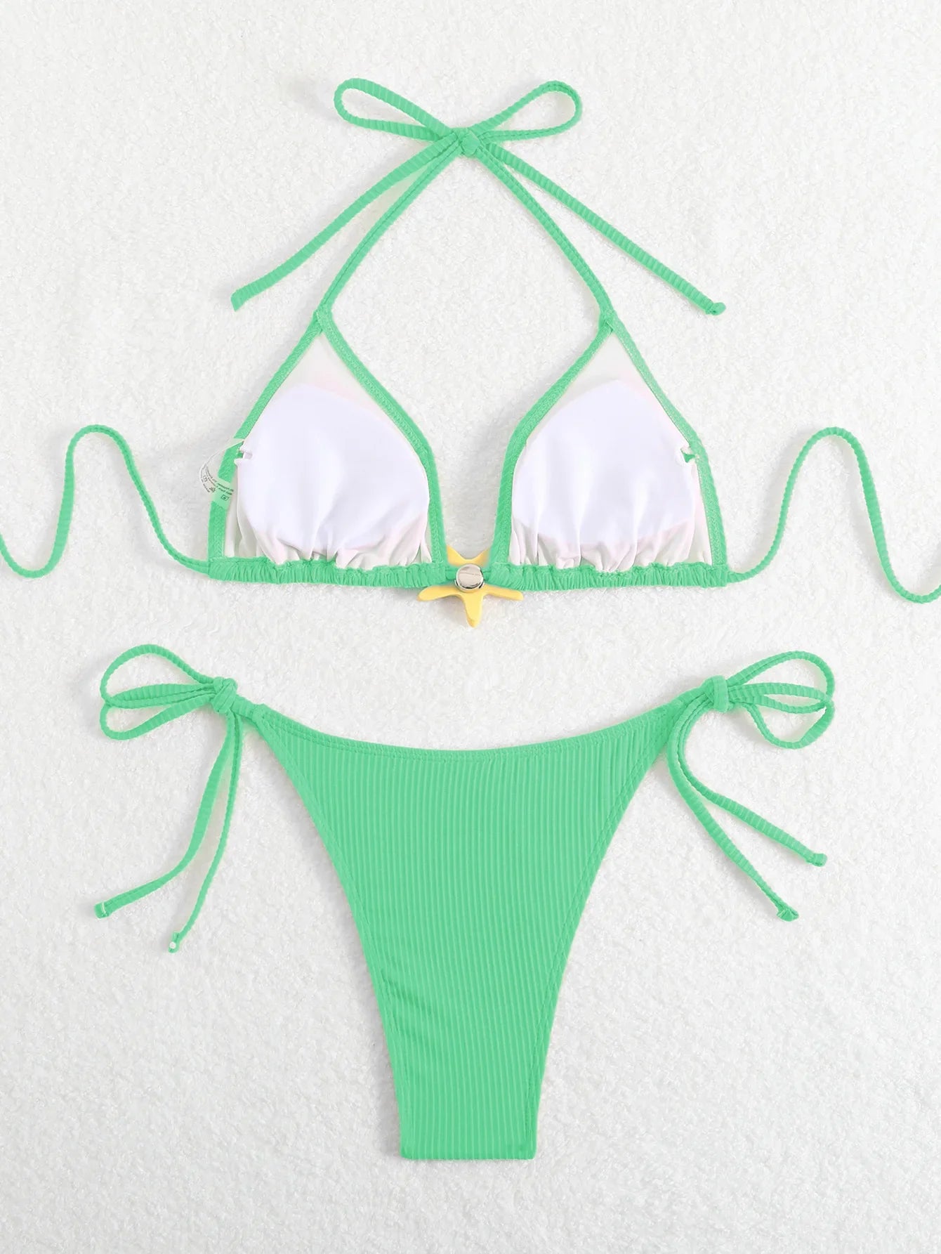 Sexy Black Micro Bikini 2025 Women Starfish Ornament Push Up Bra Tie Side Thong Swimsuit Summer Bathing Suit Holiday Swimwear