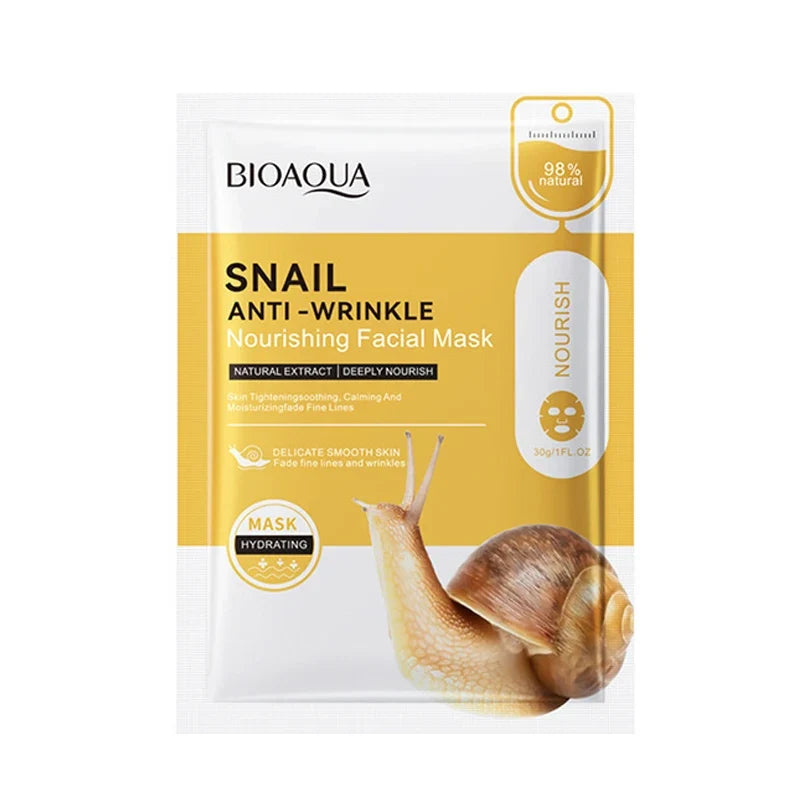 10pcs BIOAQUA Snail Face Mask Moisturizing Brightening Firming Hydrating skincare Facial Masks Face Sheet Mask Skin Care