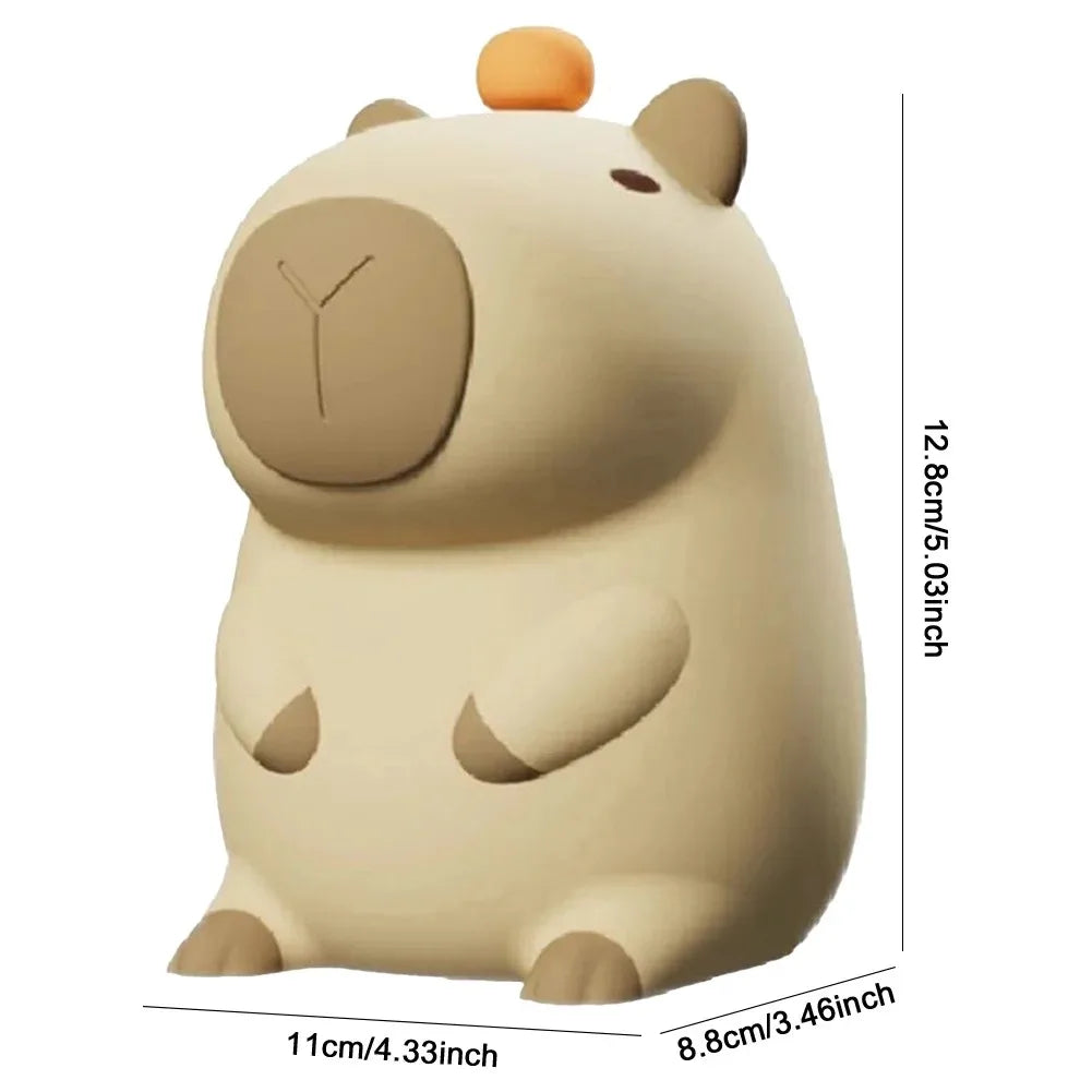 Cute Capybara Night Light Novelty Dimmable Nursery Nightlight Rechargeable Touch Lamp Silicone Pat Lamp for Kids Room Decor