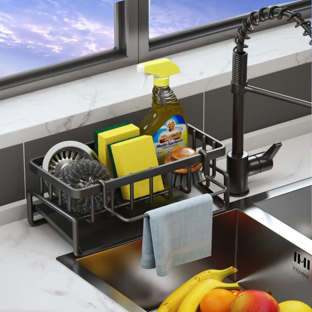Stainless Steel Dish Sponge Organizer With Detachable Rack