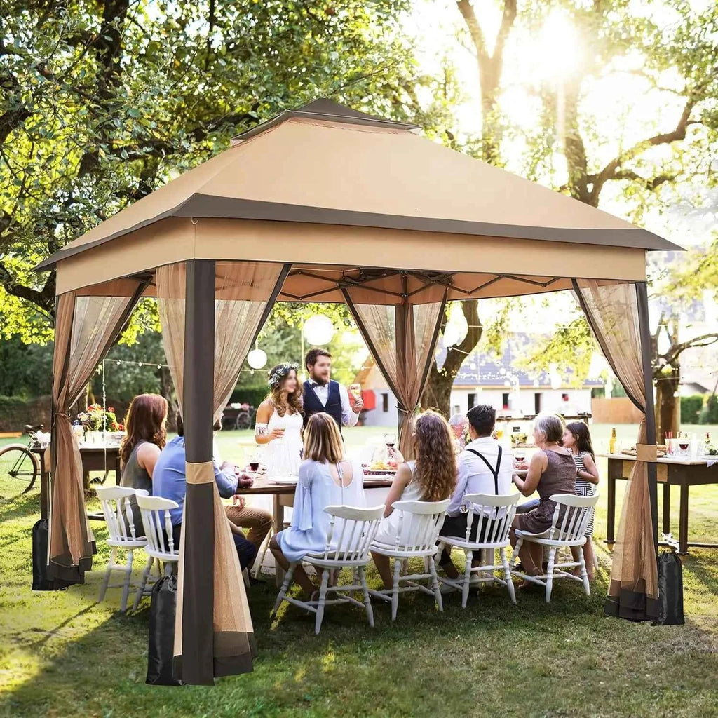 3.3x3.3m Pop-Up Folding Gazebo - Waterproof Garden Tent with Mosquito Netting