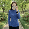 Outdoor Running Long Sleeve T-shirt, Women Hiking Sweatshirt, Breathable Sport Top, Elasticity Camping Shirt, Quick Dry Fashion Print, Mom Activewear