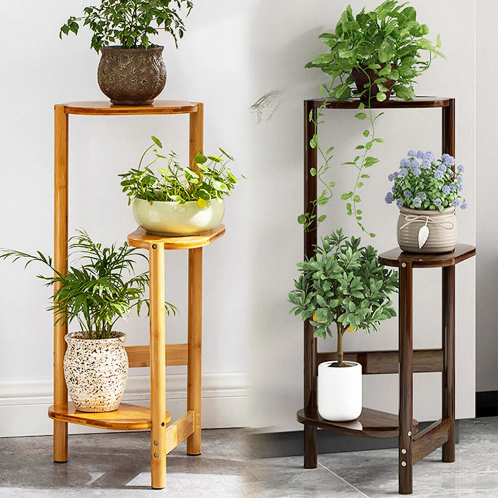 Wisfor 3 Tier Bamboo Plant Stand Corner Shelf Rack