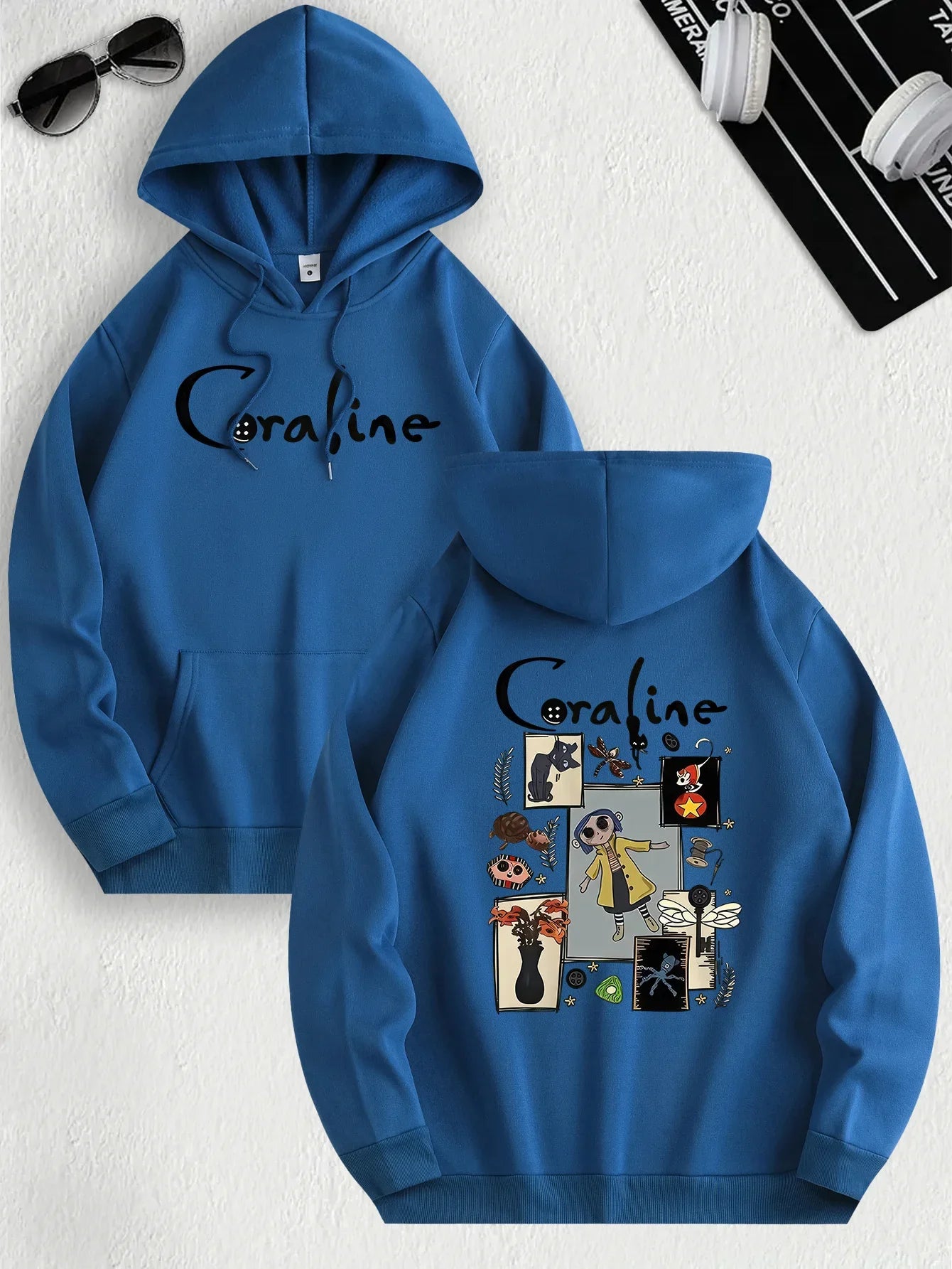 Coraline Inspired Casual Hoodie for Women's Sleeve Regular Fit Hooded Pullover Fashion Casual HipHop Sweatshirts Harajuku