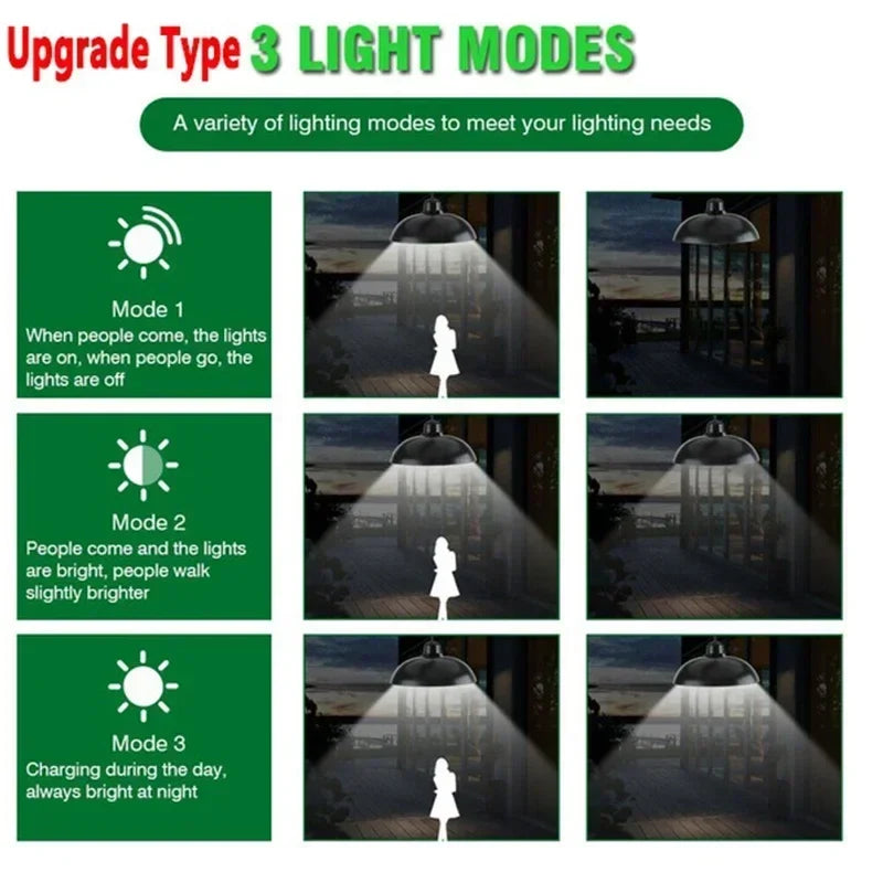 Solar Chandelier Outdoor, Waterproof LED Lamp Double-head Pendant Light Decorations with Remote Control for Indoor Shed Barn Roo