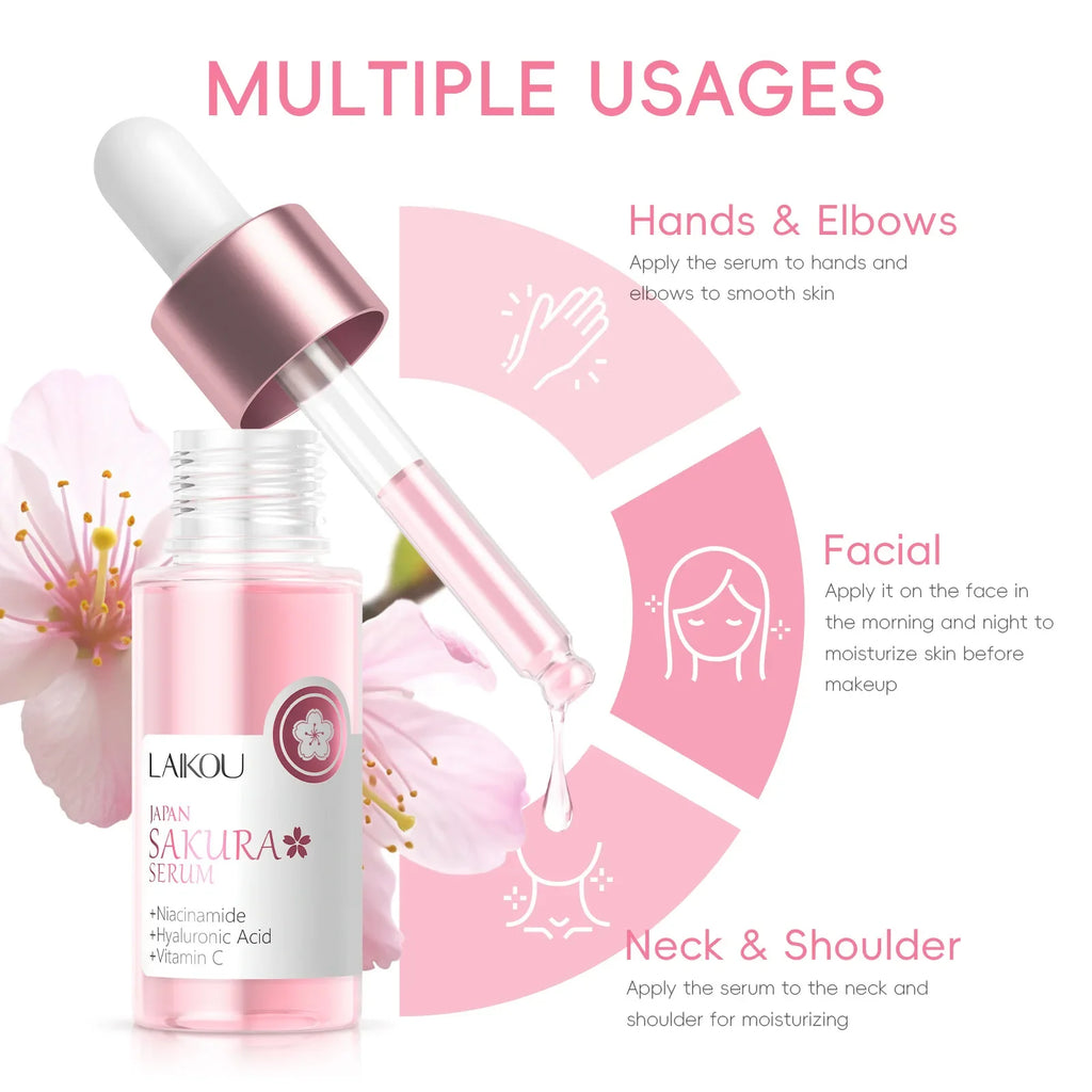 LAIKOU Sakura Face Serum  Wrinkle Essence Brightening Essence Shrink Pores Moisturizing Skin Care 17ml or 30ml