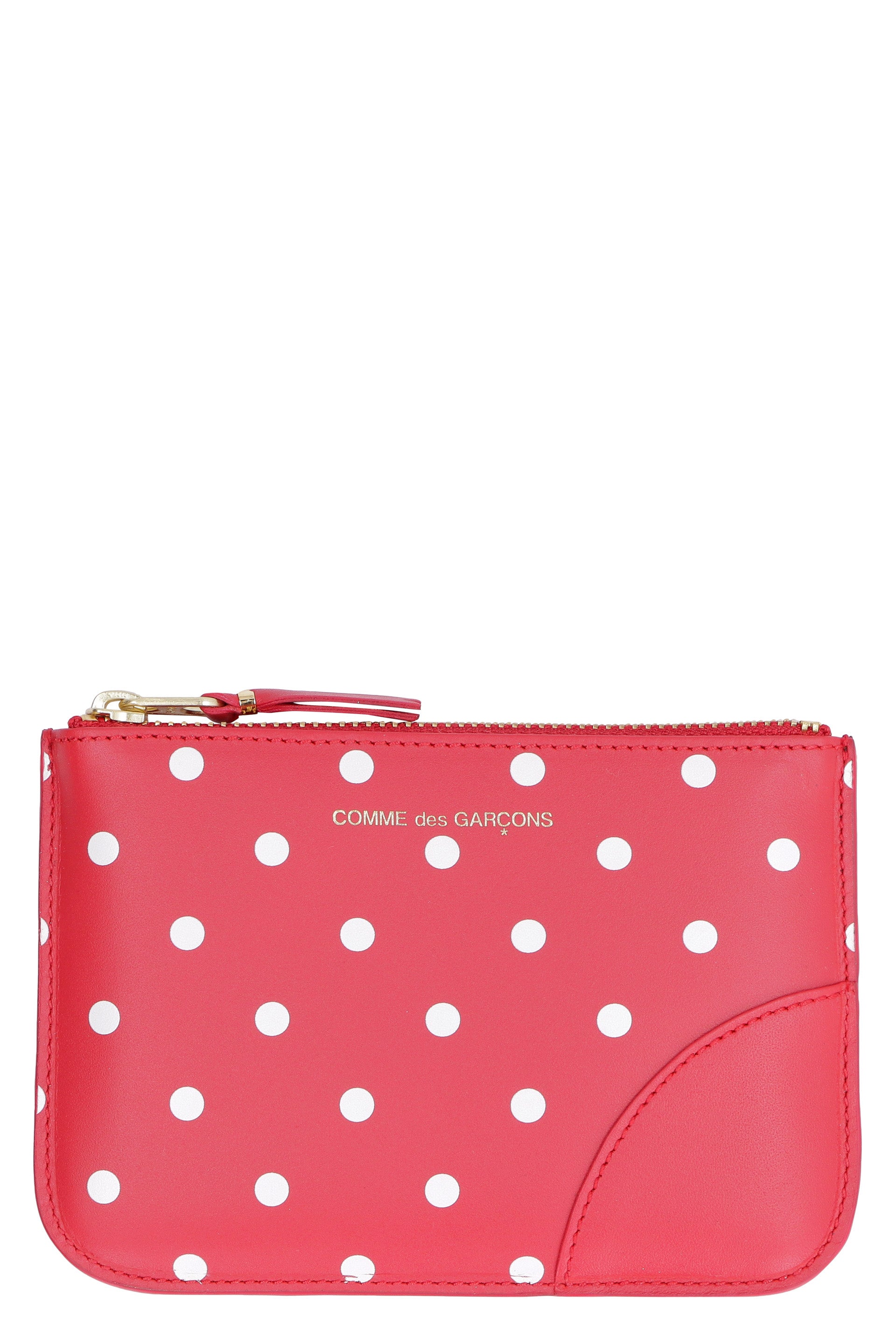 COMME DES GARÇONS WALLET Logo Detail Mini Flat Leather Pouch Handbag