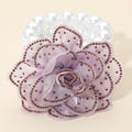 Bling Studded Fabric Flower Statement Faux Pearl Beaded Stretch Bracelet