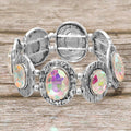 Vintage Oval Stone Cluster Beaded Stretch Bracelet