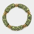 Leopard Patterned Wood Stretch Bracelet