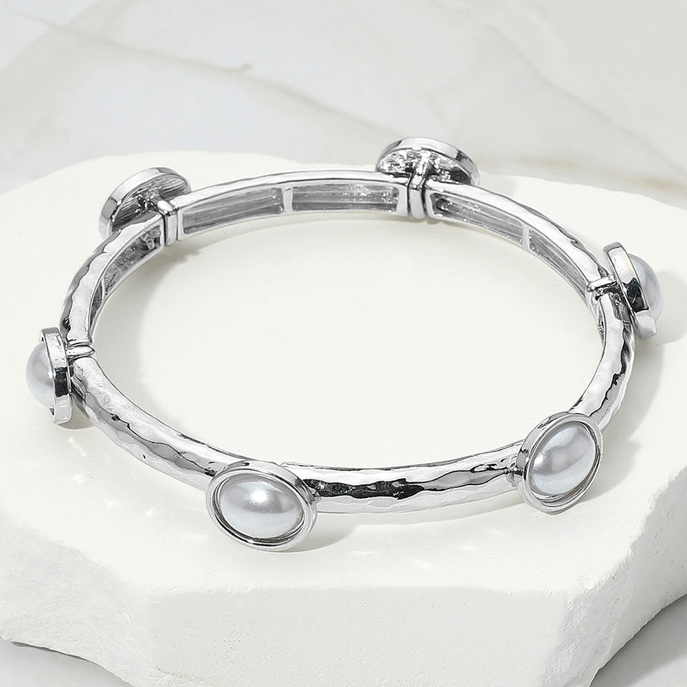Oval Stone Cluster Pointed Stretch Bracelet