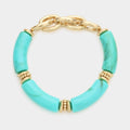 Metal Chain Accented Celluloid Acetate Stretch Bracelet