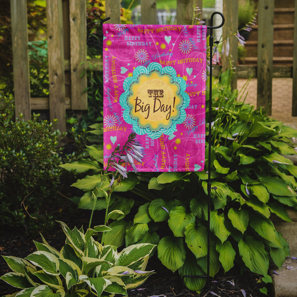 Happy Birthday The Big Day Pink Garden Flag Mailbox Decorative Yard Banner Outside Patio Artwork for Flower Beds, Garden Size, Multicolor