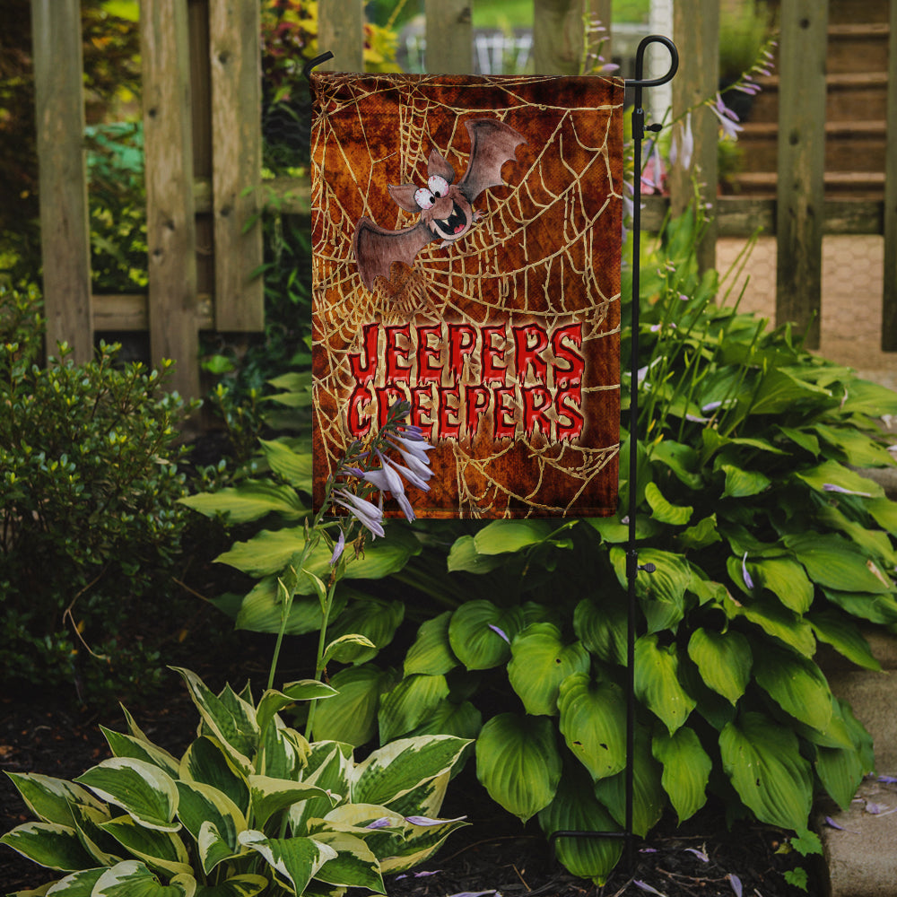 Jeepers Creepers with Bat and Spider web Halloween Garden Flag Mailbox Decorative Yard Banner Outside Patio Artwork for Flower Beds, Garden Size, Multicolor