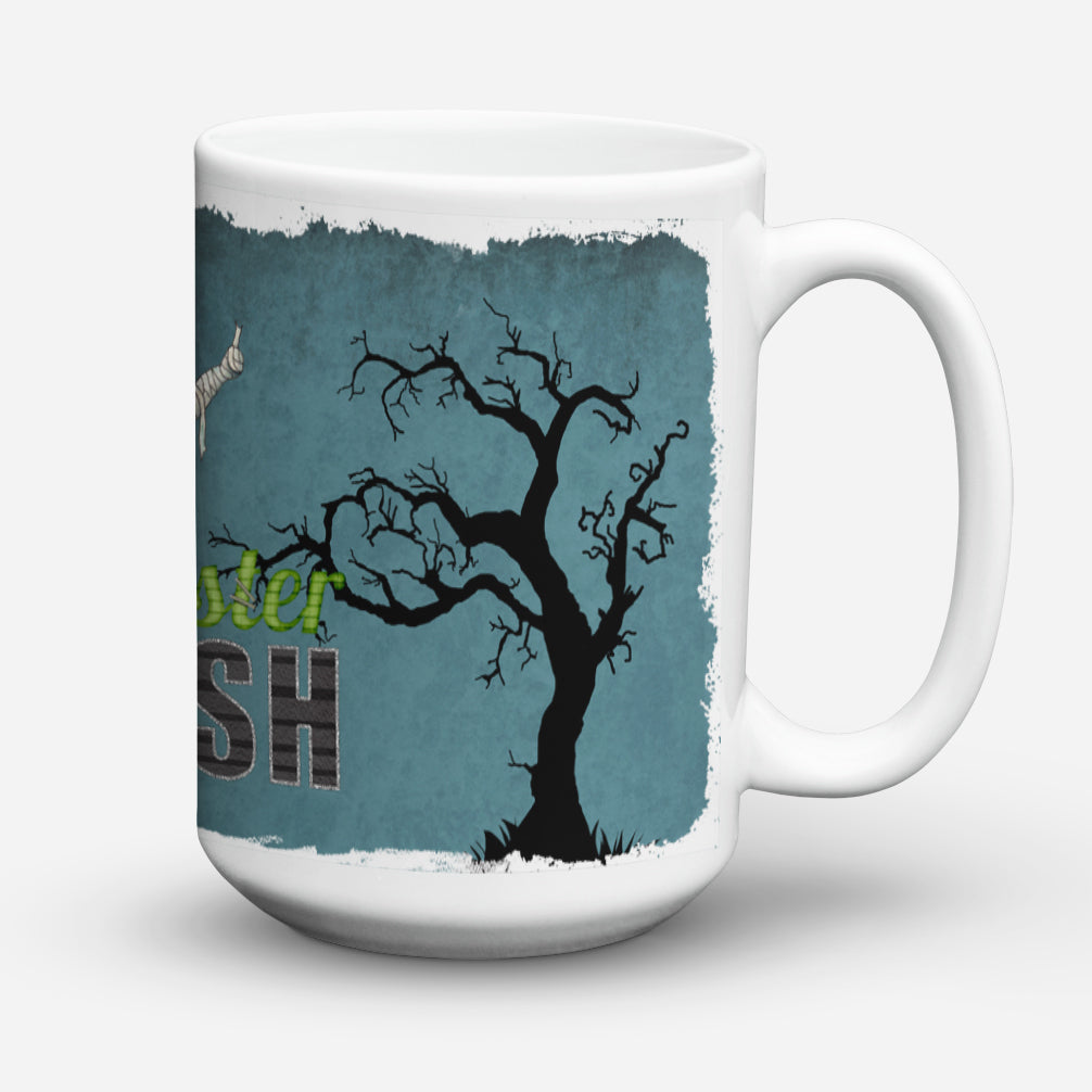 Monster Mash with Mummy Halloween Ceramic Coffee Mug 15 oz Decorative Large C Handle Mug Cup for Tea, Cocoa Hot Chocolate