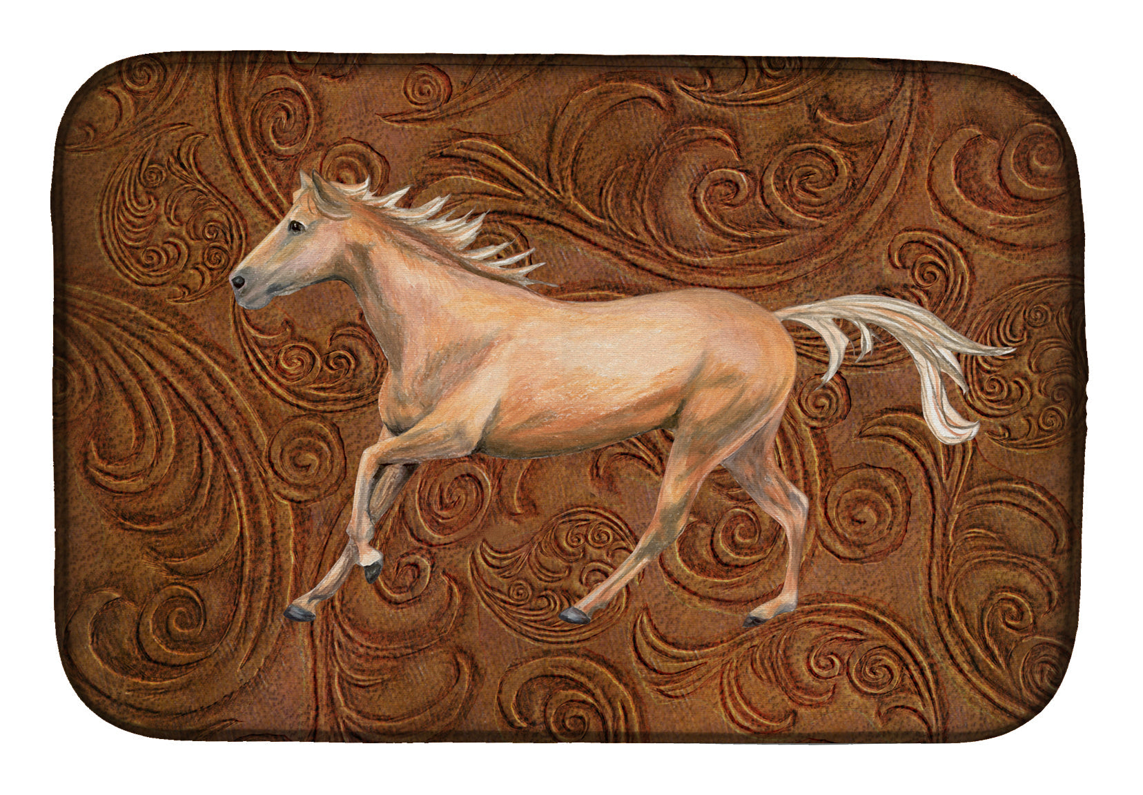 Horse Dish Drying Mat Absorbent Dish Drying Mat Pad for Kitchen Counter Dish Drainer Mat for Countertop, 14 x 21", Multicolor