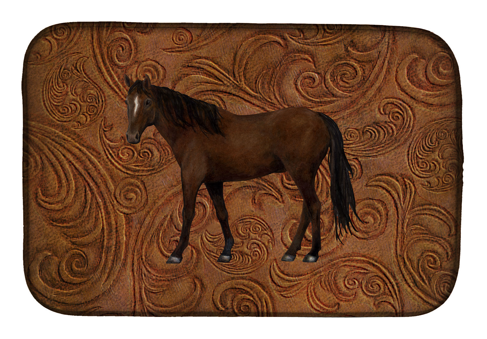 Horse Dish Drying Mat Absorbent Dish Drying Mat Pad for Kitchen Counter Dish Drainer Mat for Countertop, 14 x 21", Multicolor