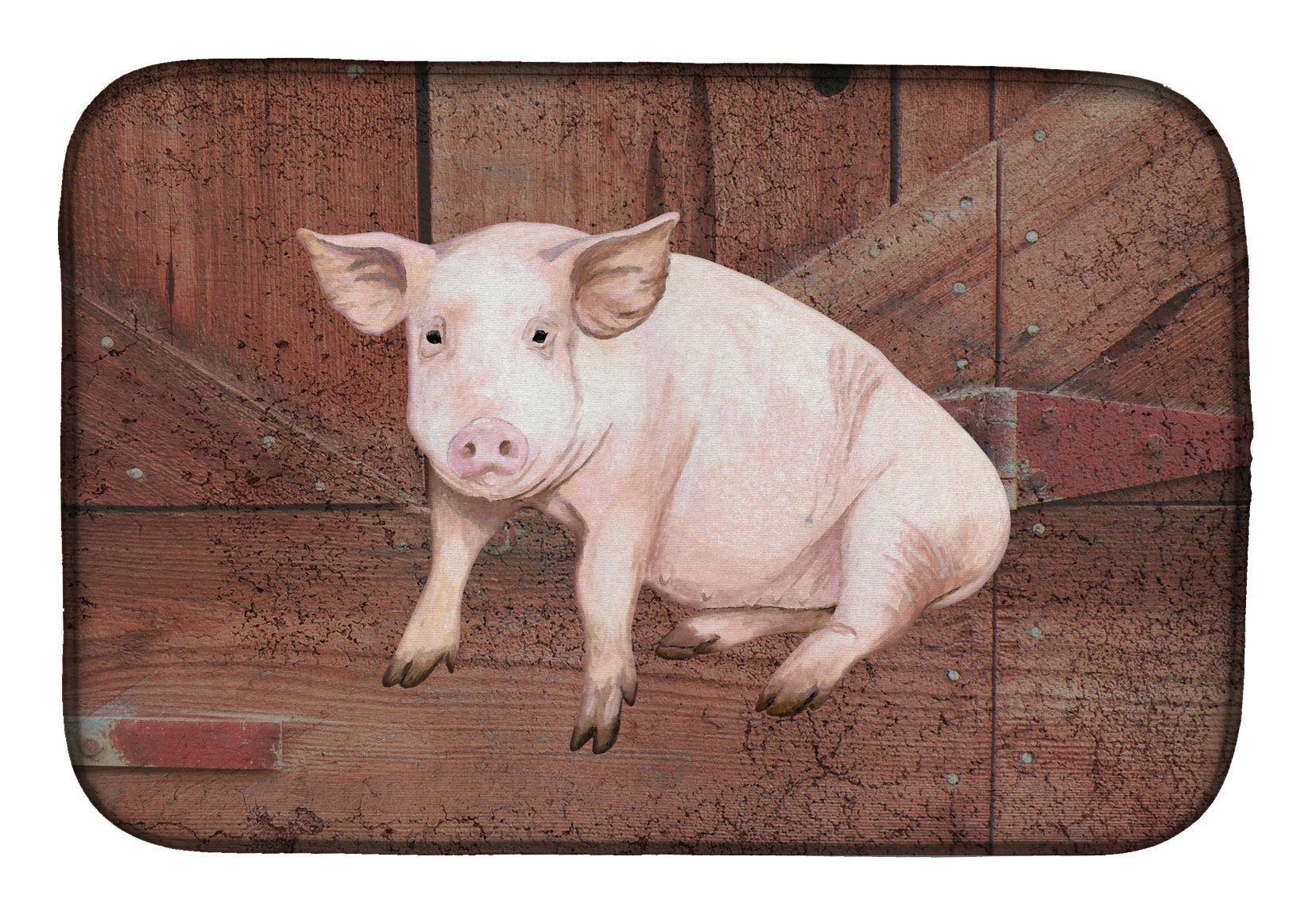 Pig at the barn door Dish Drying Mat Absorbent Dish Drying Mat Pad for Kitchen Counter Dish Drainer Mat for Countertop, 14 x 21", Multicolor