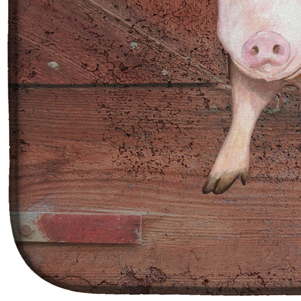 Pig at the barn door Dish Drying Mat Absorbent Dish Drying Mat Pad for Kitchen Counter Dish Drainer Mat for Countertop, 14 x 21", Multicolor
