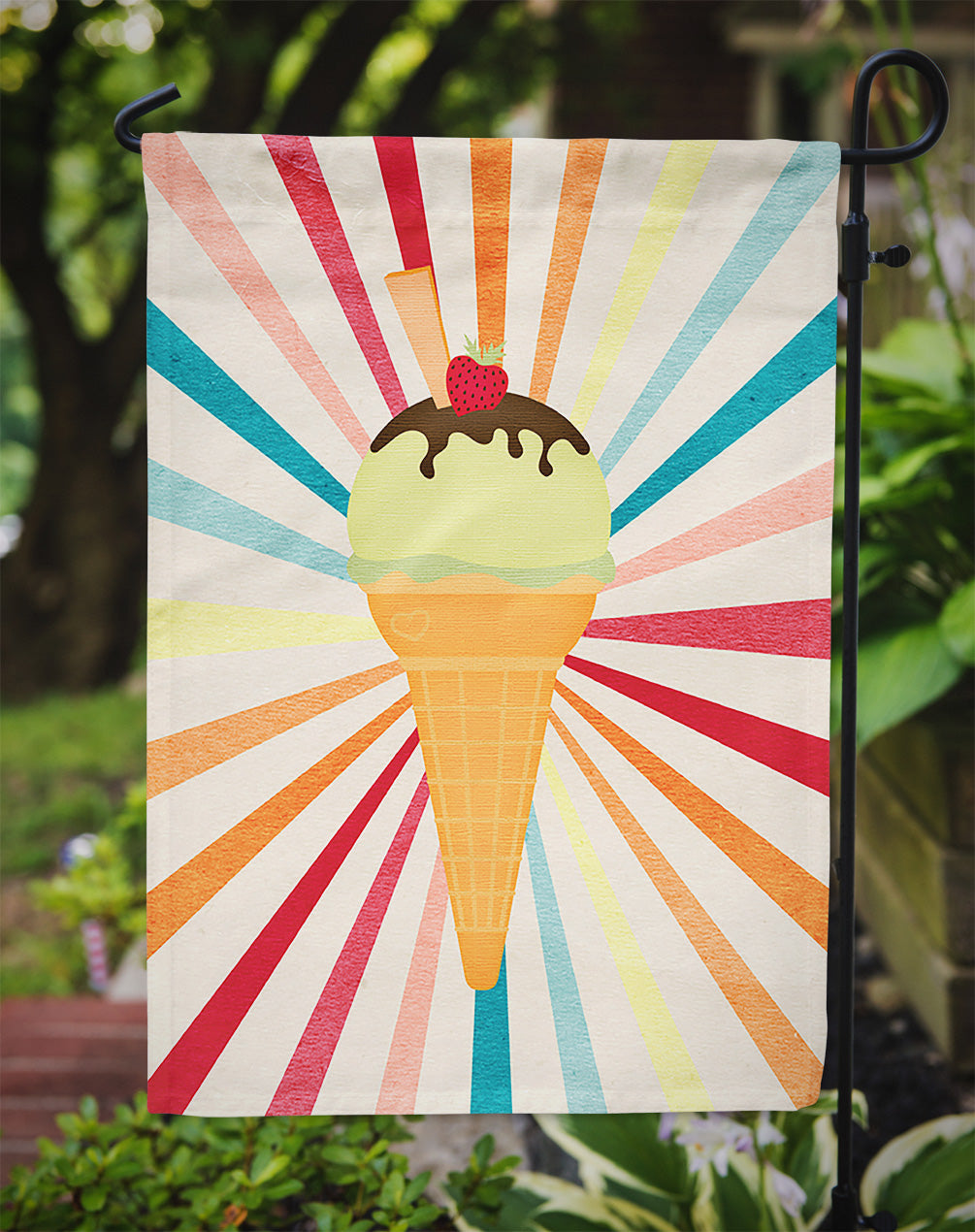 Ice Cream with Strawberry on top Garden Flag Mailbox Decorative Yard Banner Outside Patio Artwork for Flower Beds, Garden Size, Multicolor